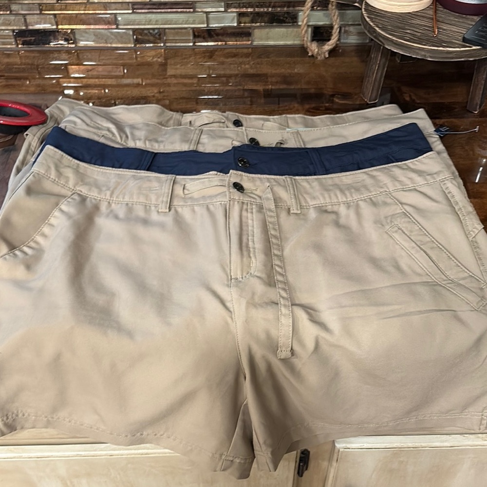 Men's Tan Shorts with Navy Accents